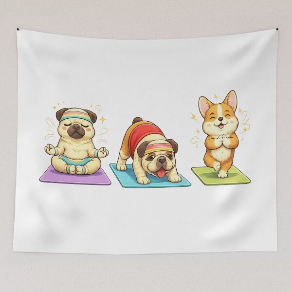 Item preview, Cute Yoga Dogs – Funny Meditation Puppy Illustration designed and sold by myforestfog.