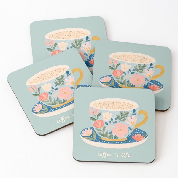 Item preview, Coffee Is Life Floral Coffee Cup Illustration designed and sold by BobaBunny76.