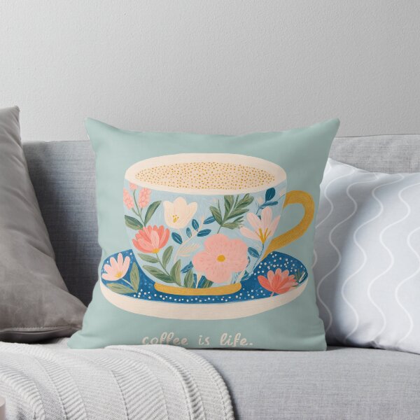Item preview, Coffee Is Life Floral Coffee Cup Illustration designed and sold by BobaBunny76.