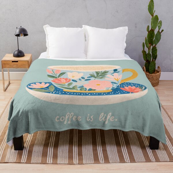 Item preview, Coffee Is Life Floral Coffee Cup Illustration designed and sold by BobaBunny76.
