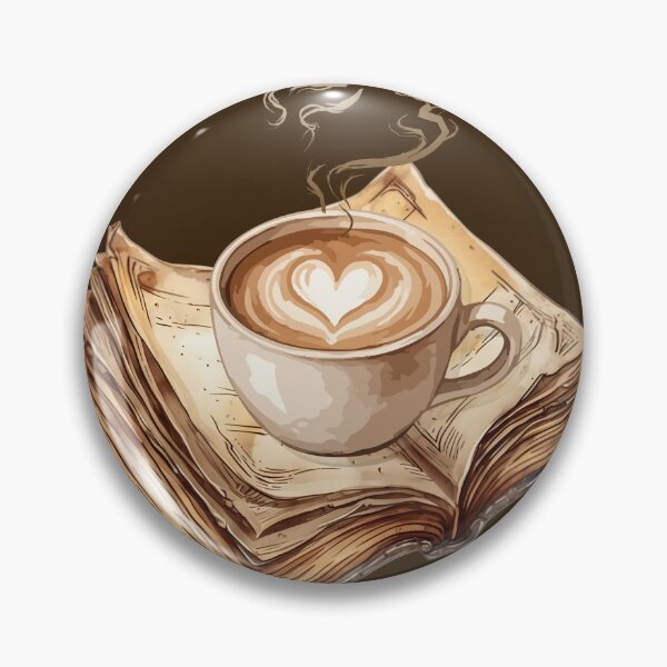 Item preview, Dark Academia Coffee Heart - Vintage Open Book & Steaming Cup designed and sold by VibeArtShop.