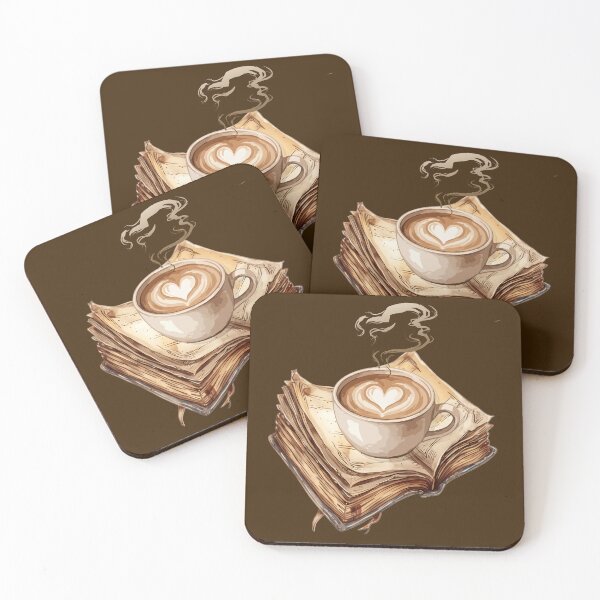 Item preview, Dark Academia Coffee Heart - Vintage Open Book & Steaming Cup designed and sold by VibeArtShop.
