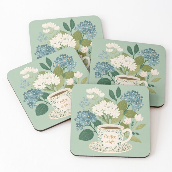 Item preview,  Coffee Is Life Floral Coffee Cup Illustration designed and sold by BobaBunny76.