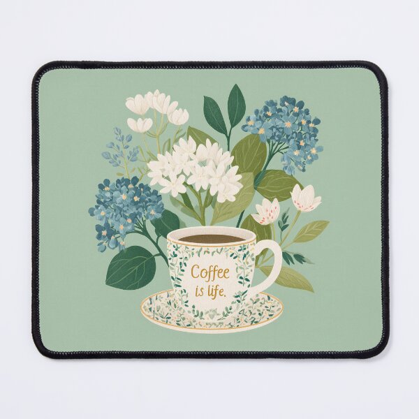 Item preview, Coffee Is Life Floral Coffee Cup Illustration designed and sold by BobaBunny76.