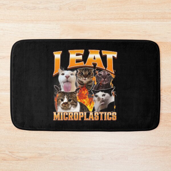 Item preview, I Eat Microplastics Funny Cat Meme Chaos designed and sold by tadmercado.