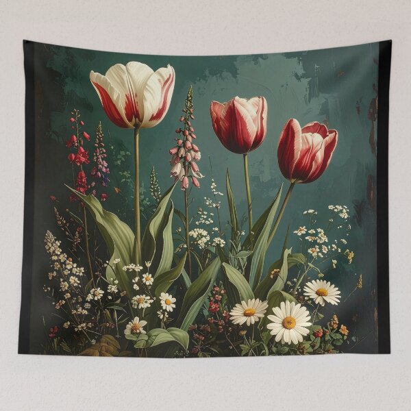 Item preview, Vintage Tulips and Daisies Botanical Illustration designed and sold by Rutvain.