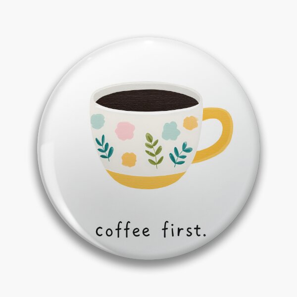 Item preview, Coffee First Floral Coffee Cup Icon Illustration designed and sold by BobaBunny76.
