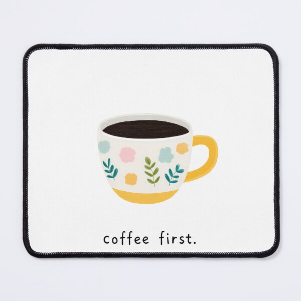 Item preview, Coffee First Floral Coffee Cup Icon Illustration designed and sold by BobaBunny76.