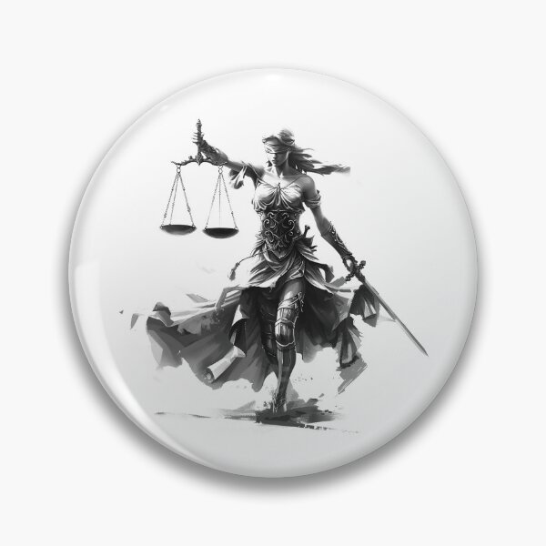 Item preview, Lady Justice Warrior Design | Black and White Blindfolded Sword and Scales Art designed and sold by inkoutninja.
