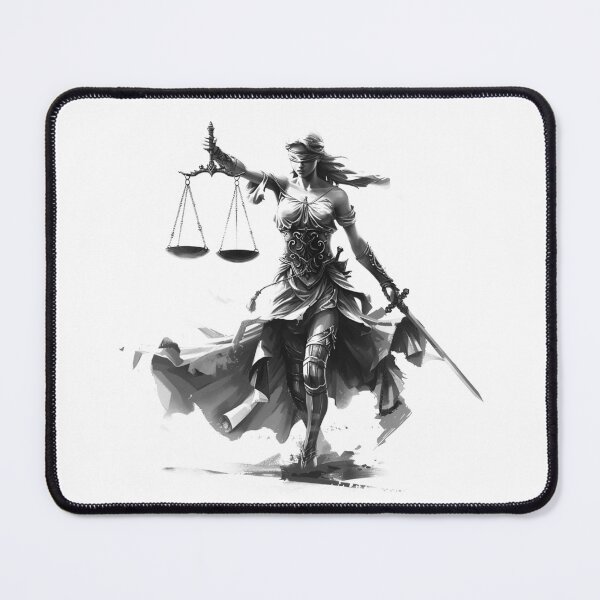 Item preview, Lady Justice Warrior Design | Black and White Blindfolded Sword and Scales Art designed and sold by inkoutninja.