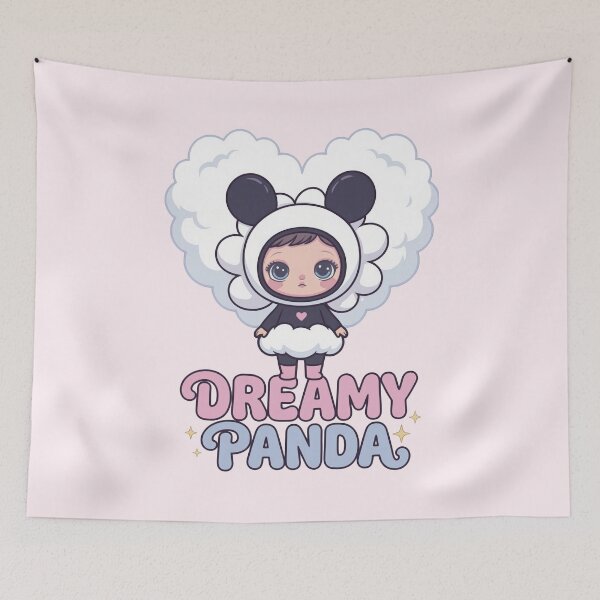 Item preview, Dreamy Panda Kawaii Girl - Cute Pastel Cloud Aesthetic designed and sold by BlissxPals.