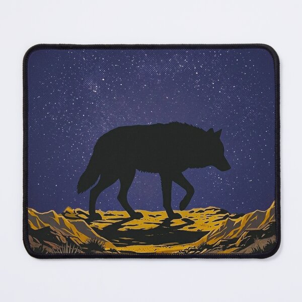 Item preview, Vintage Wolf Built In Silence - Retro Night Desert Silhouette Poster designed and sold by MT-Hub | Art for Every Soul.
