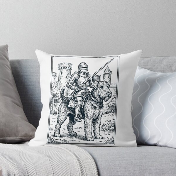 Artikelvorschau, Vintage-Ritter, Airedale-Terrier-Reiter, düsterer mittelalterlicher Hundeliebhaber entworfen und verkauft von DoodleTortle.