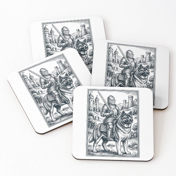 Item preview, Vintage Knight Akita Rider Grimdark Medieval Dog Lover designed and sold by DoodleTortle.