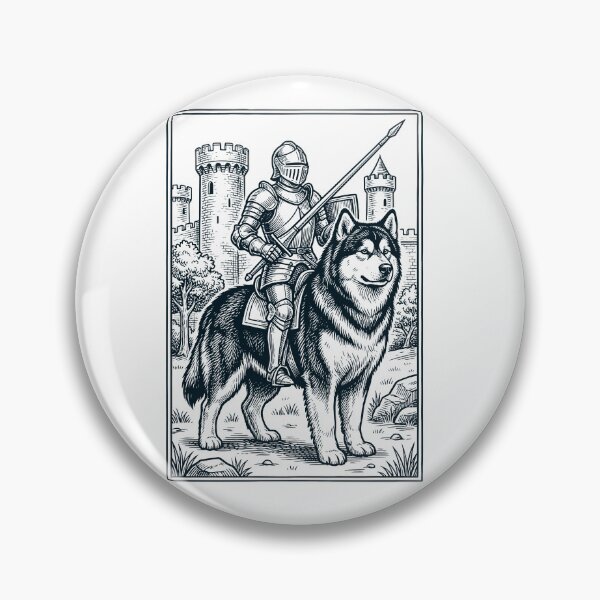Artikelvorschau, Vintage-Ritter, Alaskan Malamute-Reiter, düsterer Mittelalter-Hundeliebhaber entworfen und verkauft von DoodleTortle.