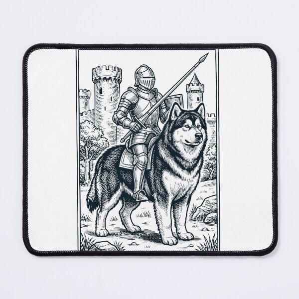 Artikelvorschau, Vintage-Ritter, Alaskan Malamute-Reiter, düsterer Mittelalter-Hundeliebhaber entworfen und verkauft von DoodleTortle.