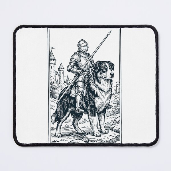 Artikelvorschau, Vintage-Ritter, Australian Shepherd-Reiter, düsterer Mittelalter-Hundeliebhaber entworfen und verkauft von DoodleTortle.
