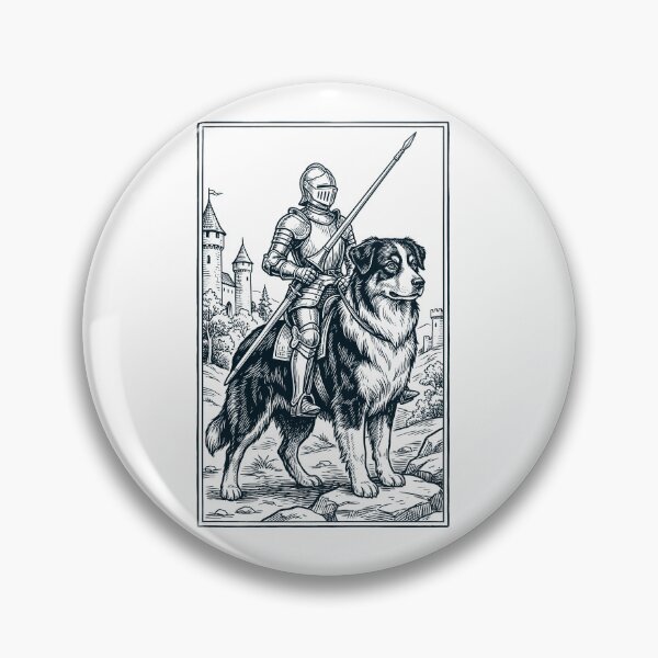 Artikelvorschau, Vintage-Ritter, Australian Shepherd-Reiter, düsterer Mittelalter-Hundeliebhaber entworfen und verkauft von DoodleTortle.