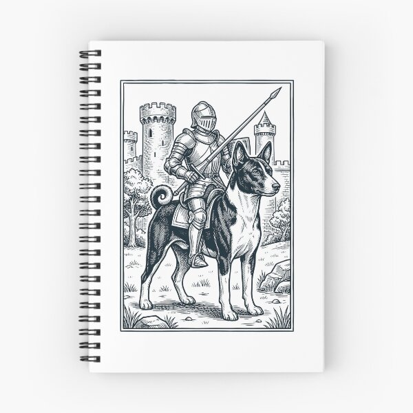 Artikelvorschau, Vintage-Ritter Basenji-Reiter, düsterer mittelalterlicher Hundeliebhaber entworfen und verkauft von DoodleTortle.
