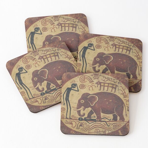 Item preview, @Ug Cave Drawings 'Gad Gets Squished by an Elephant' designed and sold by NickWhittleArt.