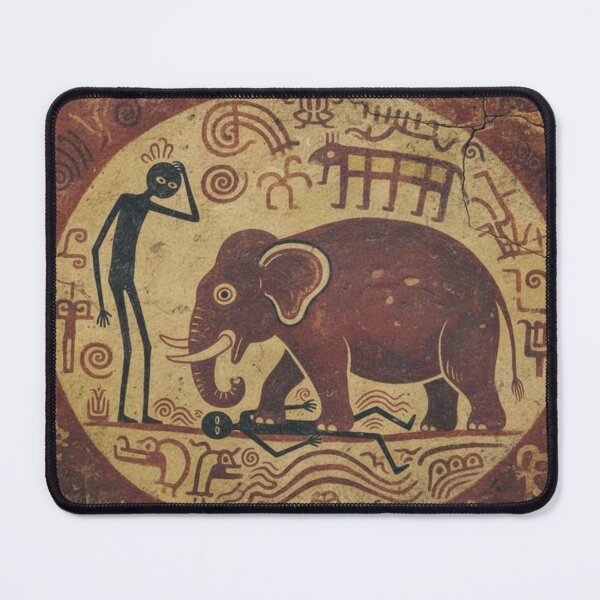 Item preview, @Ug Cave Drawings 'Gad Gets Squished by an Elephant' designed and sold by NickWhittleArt.