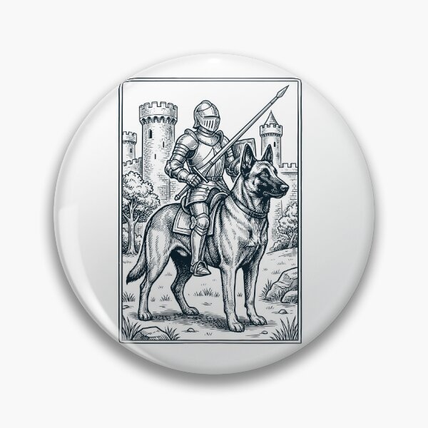 Item preview, Vintage Knight Belgian Malinois Rider Grimdark Medieval Dog Lover designed and sold by DoodleTortle.