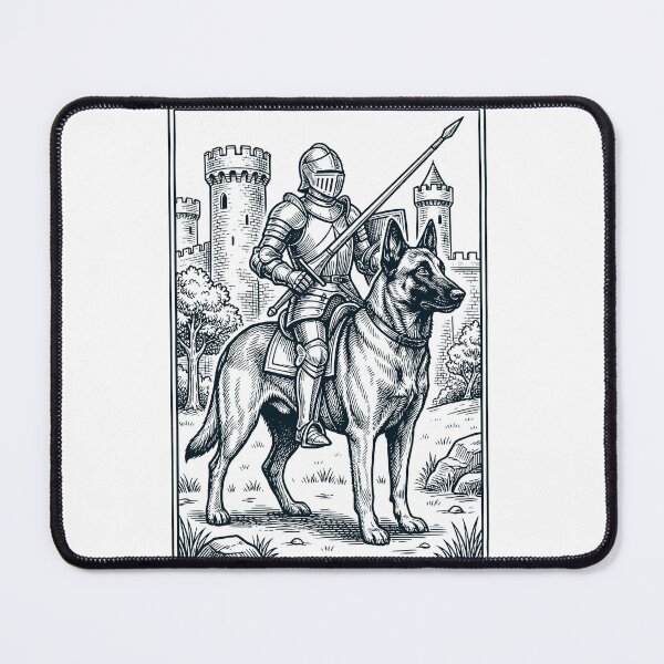 Item preview, Vintage Knight Belgian Malinois Rider Grimdark Medieval Dog Lover designed and sold by DoodleTortle.