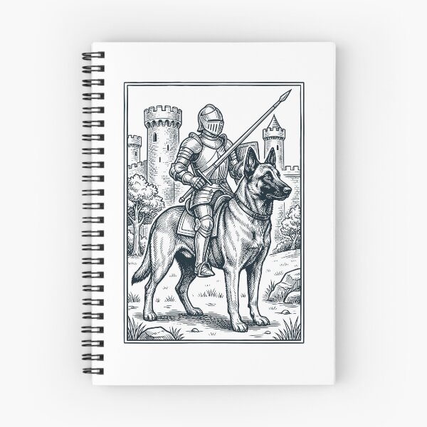 Item preview, Vintage Knight Belgian Malinois Rider Grimdark Medieval Dog Lover designed and sold by DoodleTortle.