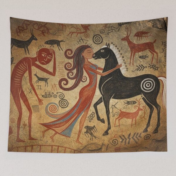Item preview, @Ug Prehistoric Cave Drawings 'Mua Makes a Choice' designed and sold by NickWhittleArt.