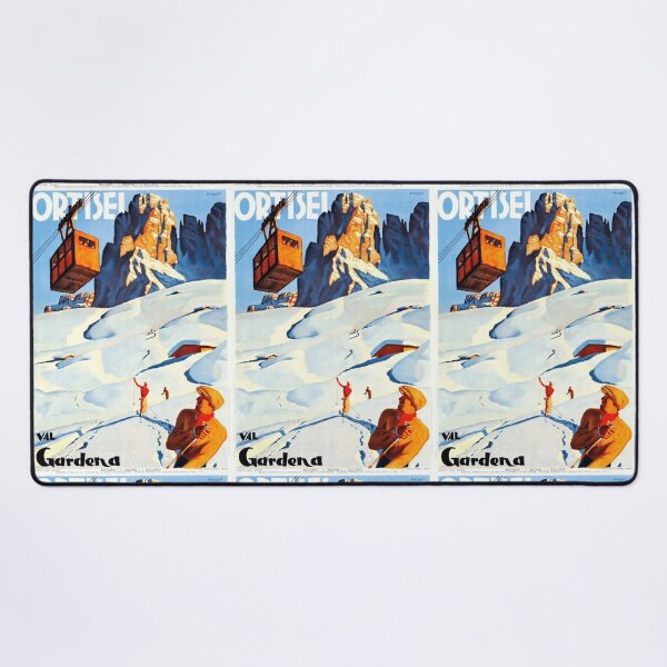 Item preview, Vintage Ortisei Poster | Art Deco Ski Resort Print | Dolomites Italy Travel Art | Val Gardena Winter Sports & Cable Car designed and sold by artofuniverse.