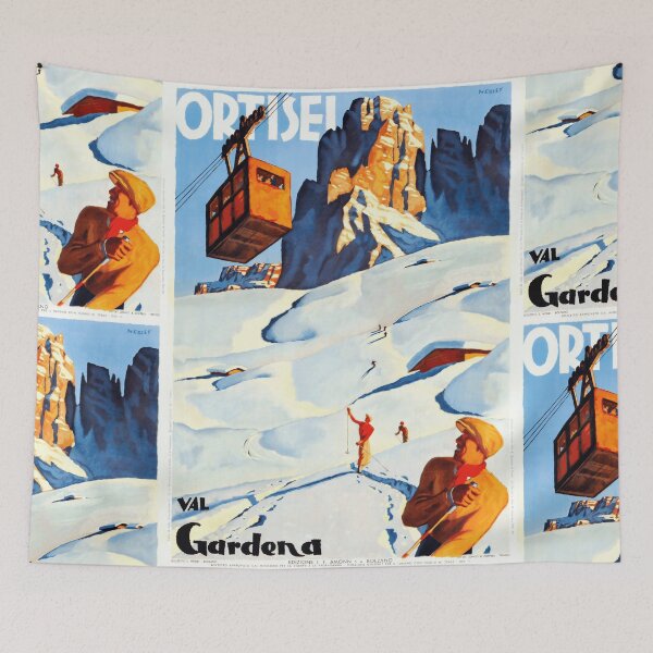 Item preview, Vintage Ortisei Poster | Art Deco Ski Resort Print | Dolomites Italy Travel Art | Val Gardena Winter Sports & Cable Car designed and sold by artofuniverse.