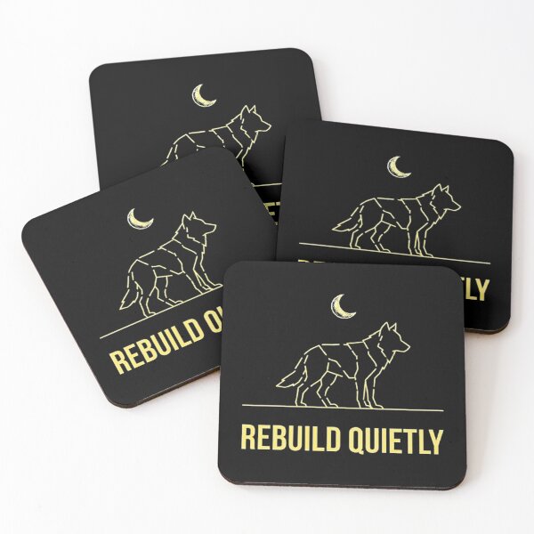 Item preview, Minimalist Wolf Rebuild Quietly - Geometric Moon Line Art designed and sold by MT-Hub | Art for Every Soul.