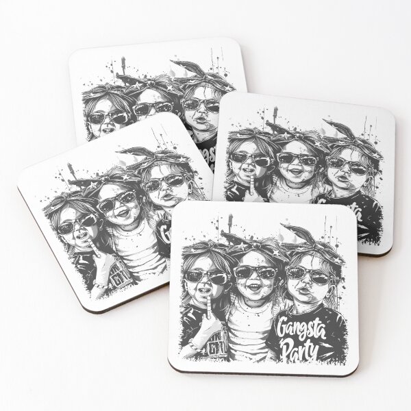 Item preview, Girls Gangsta Party Design | Black and White Cool Kids Streetwear Art designed and sold by inkoutninja.