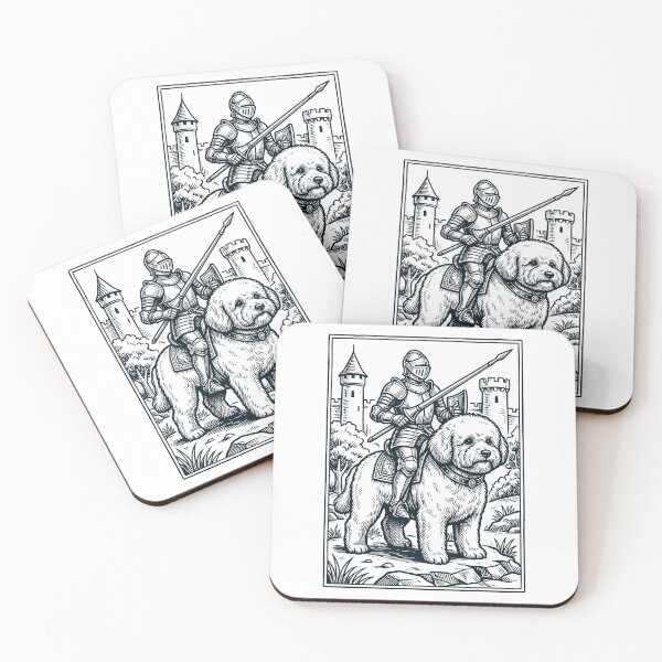 Artikelvorschau, Vintage-Ritter-Bichon-Frisé-Reiter, düsterer mittelalterlicher Hundeliebhaber entworfen und verkauft von DoodleTortle.