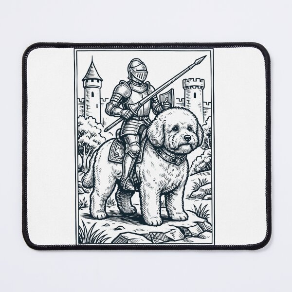 Artikelvorschau, Vintage-Ritter-Bichon-Frisé-Reiter, düsterer mittelalterlicher Hundeliebhaber entworfen und verkauft von DoodleTortle.