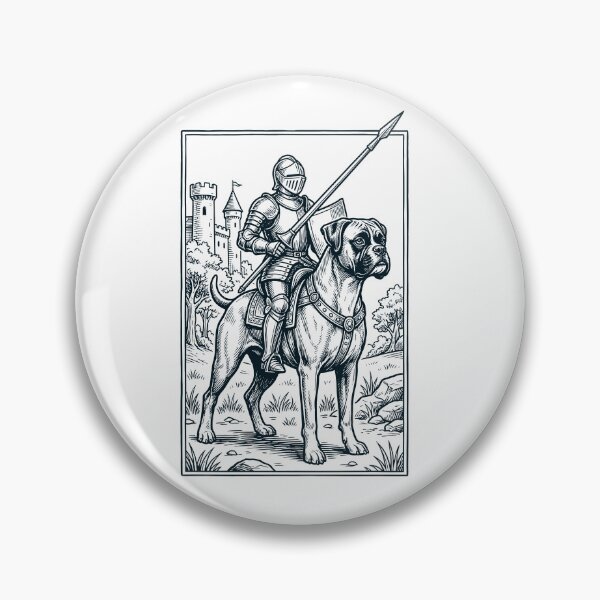 Artikelvorschau, Vintage-Ritter-Boxer-Hundereiter, düsterer mittelalterlicher Hundeliebhaber entworfen und verkauft von DoodleTortle.