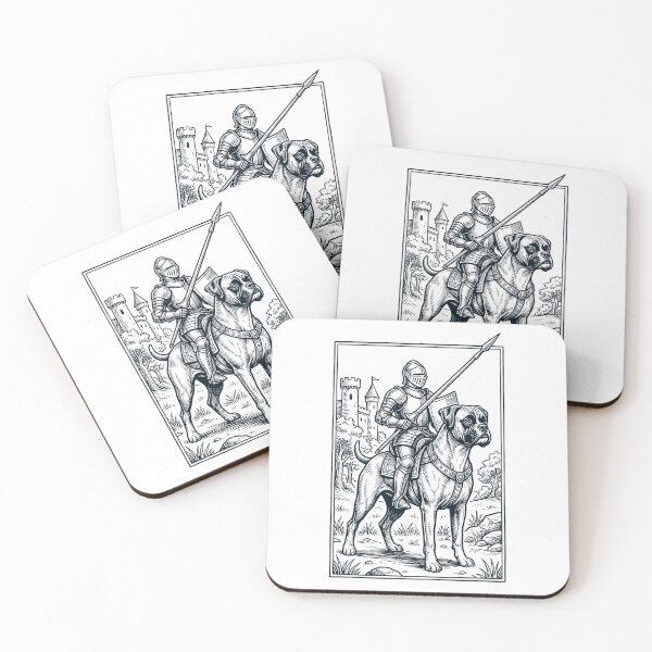 Item preview, Vintage Knight Boxer Dog Rider Grimdark Medieval Dog Lover designed and sold by DoodleTortle.