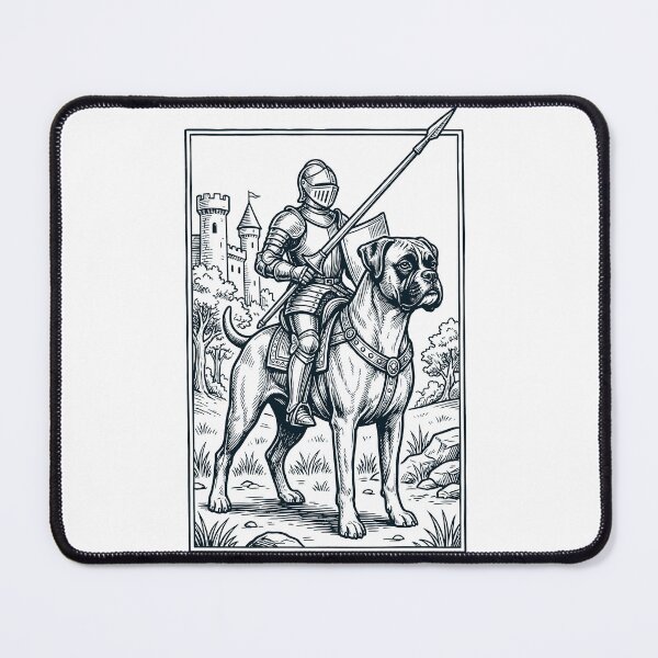 Artikelvorschau, Vintage-Ritter-Boxer-Hundereiter, düsterer mittelalterlicher Hundeliebhaber entworfen und verkauft von DoodleTortle.