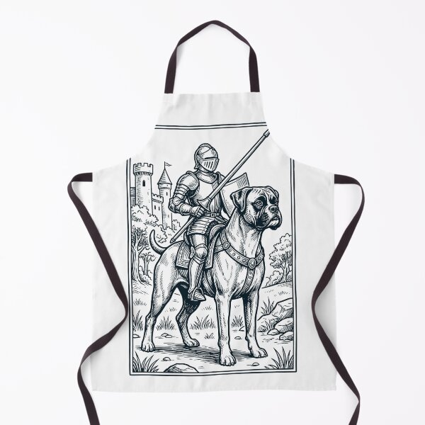 Artikelvorschau, Vintage-Ritter-Boxer-Hundereiter, düsterer mittelalterlicher Hundeliebhaber entworfen und verkauft von DoodleTortle.