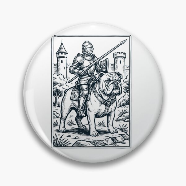 Artikelvorschau, Vintage-Ritter-Bulldoggenreiter, düsterer mittelalterlicher Hundeliebhaber entworfen und verkauft von DoodleTortle.