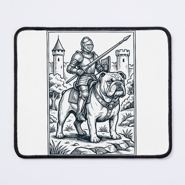 Artikelvorschau, Vintage-Ritter-Bulldoggenreiter, düsterer mittelalterlicher Hundeliebhaber entworfen und verkauft von DoodleTortle.
