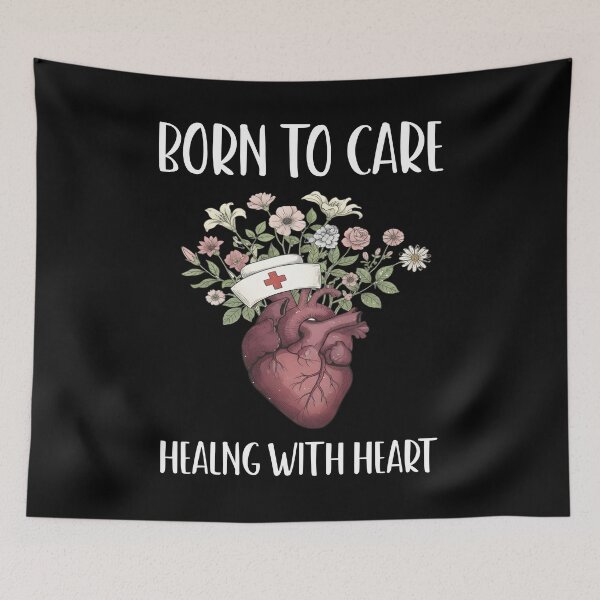 Item preview, Born to Care Healing With Heart Nurse T-Shirt | Floral Anatomical Heart Nurse healthcare professional doctor designed and sold by Jt41.
