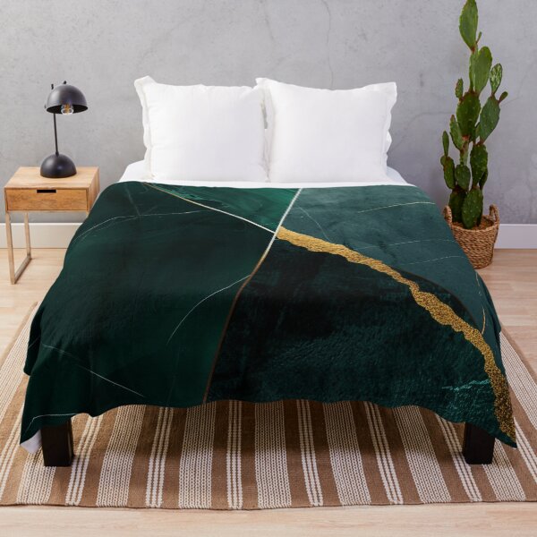 Item preview, Geometric emerald marble art with gold – Modern green and gold wall art for living room designed and sold by CosmicGlyph.