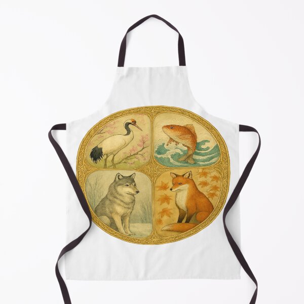 Item preview, Four Sacred Animals – Vintage Nature Circle Illustration designed and sold by myforestfog.