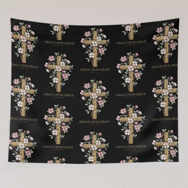 Item preview, Grace Upon Grace John 1:16 Floral Cross — Christian Faith Gift, Watercolor Botanical Cross, Easter Scripture Tee designed and sold by Luminari Creations.