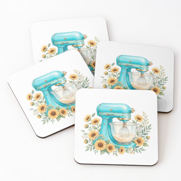 Item preview, Vintage Watercolor Stand Mixer with Sunflowers – Retro Kitchen Baking Illustration  designed and sold by Verycutethings.