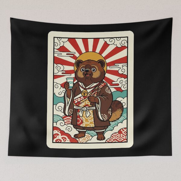 Item preview, Tanuki Sake Bear Japanese Folklore Style Illustration designed and sold by JordynLadukeg65.