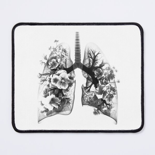 Item preview, Floral Lungs Design | Black and White Botanical Anatomy Art designed and sold by inkoutninja.