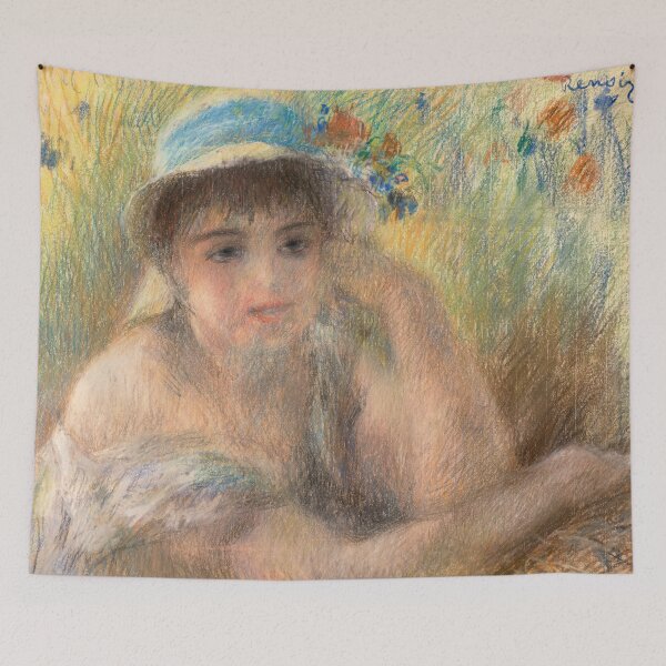 Item preview, Jeune Fille Lete by Pierre-Auguste Renoir: Romantic Impressionist Portrait Poster designed and sold by artofuniverse.
