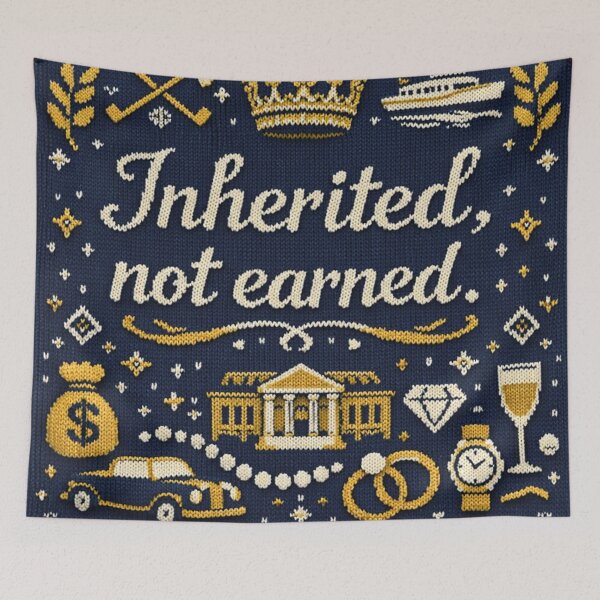 Item preview, Inherited Not Earned Old Money Humor Knitting Pattern designed and sold by Mauswohn.